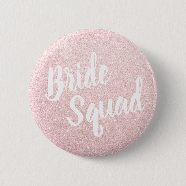 Elegant & modern rose gold glitter brides squad button (Front)