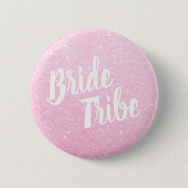 Elegant & modern rose gold glitter brides tribe button (Front)