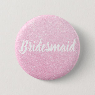 Elegant & modern rose gold glitter bridesmaid button