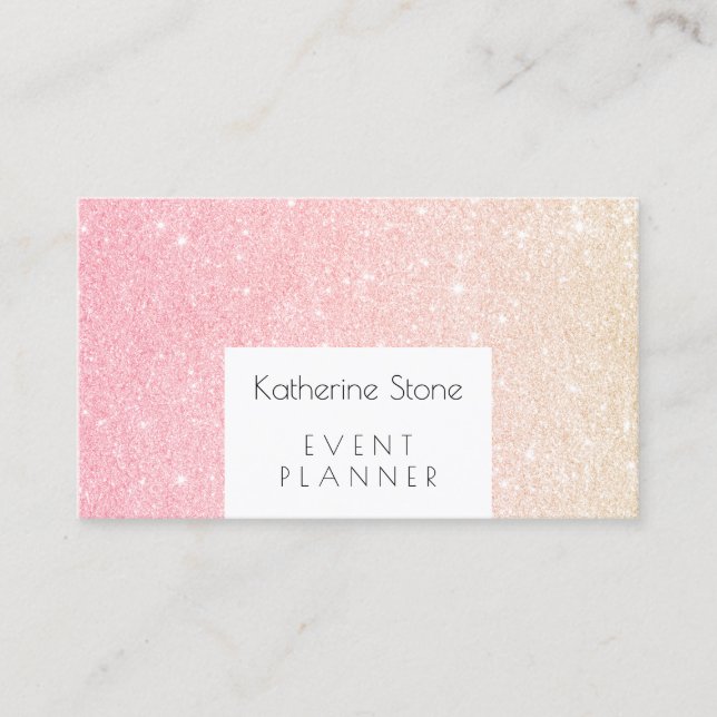 Elegant modern rose gold glitter event planner business card (Front)