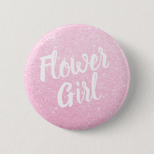 Elegant & modern rose gold glitter flower girl button (Front)