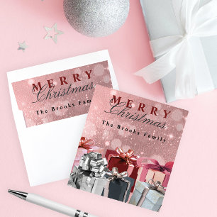 Elegant Modern Rose Gold Glitter Glam Christmas Envelope Liner