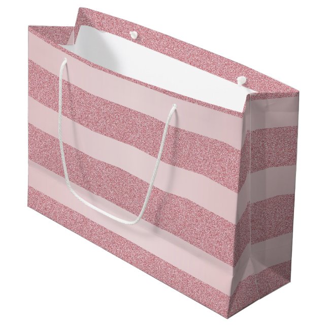 Elegant Modern Rose Gold Glitter Glamour Template Large Gift Bag (Front Angled)
