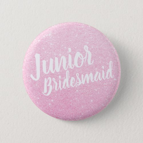Elegant modern rose gold glitter junior bridesmaid button
