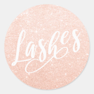 Elegant modern rose gold glitter lashes classic round sticker