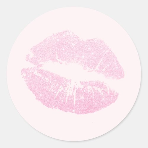 Elegant modern rose gold glitter lips pink makeup classic round sticker