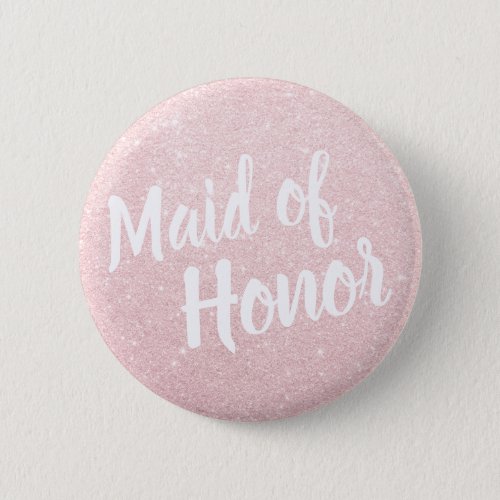 Elegant  modern rose gold glitter maid of honor button