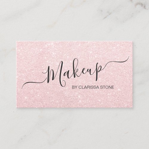 Elegant modern rose gold glitter makeup artist business card