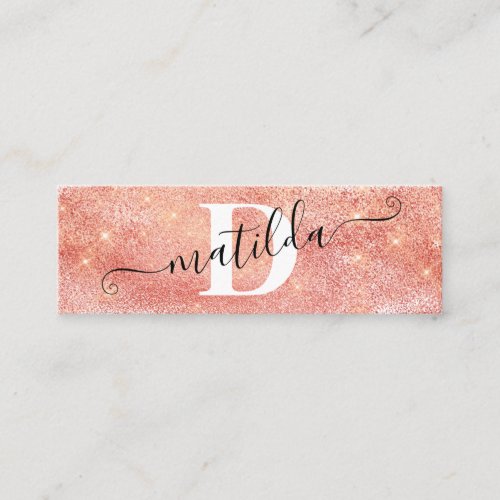 Elegant modern rose gold glitter makeup artist mini business card