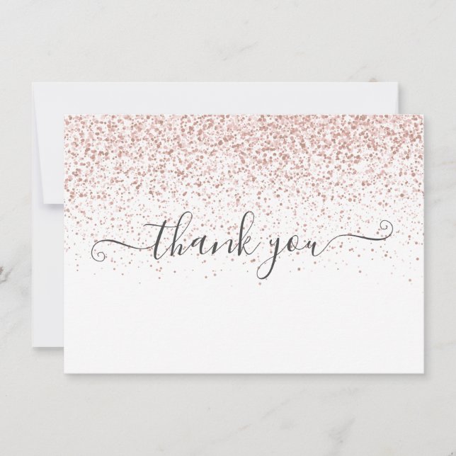 Elegant Modern Rose Gold Glitter Script  Thank You Card (Front)