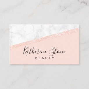Elegant modern rose gold glitter white marble business card