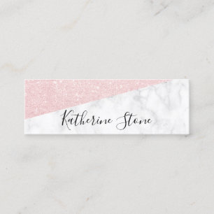 Elegant modern rose gold glitter & white marble mini business card