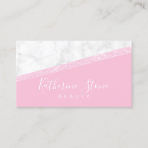 Elegant modern rose gold glitter white marble pink business card