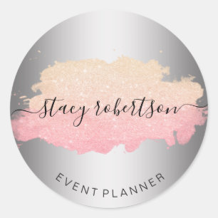 Elegant modern rose gold & gold glitter planner classic round sticker