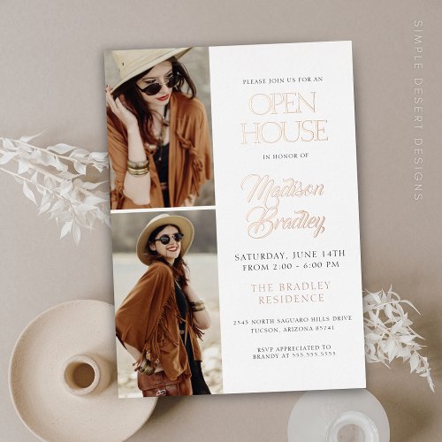 Elegant Modern Rose Gold Graduation Announcement