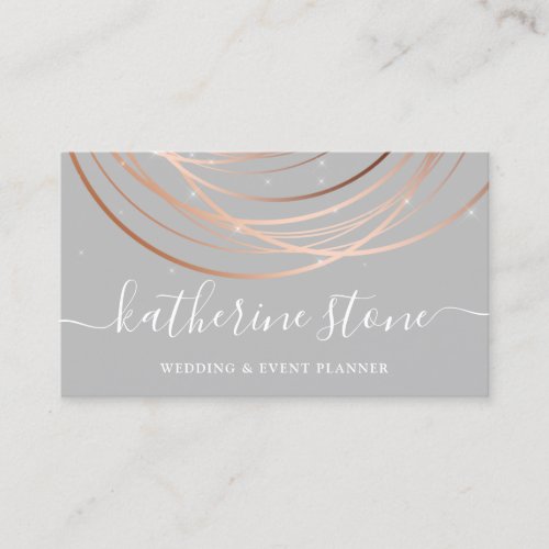 Elegant modern rose gold  grey event planner  business card