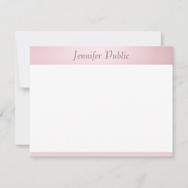 Elegant Modern Rose Gold Handwriting Script Note Card (Front)
