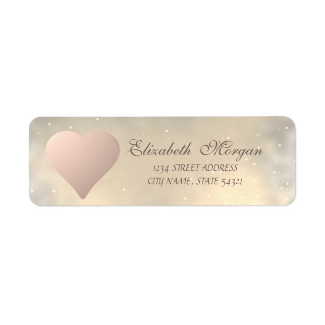 Elegant Modern  Rose Gold Heart, Shiny  Address Label (Front)