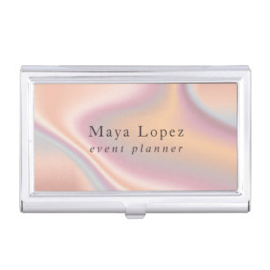 Elegant modern rose gold holographic event planner business card case