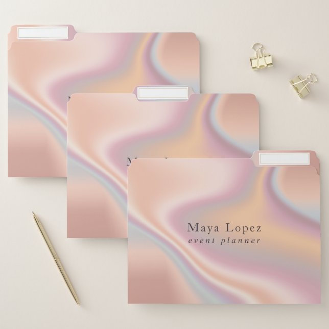 Elegant modern rose gold holographic event planner file folder (Set)