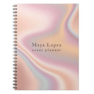 Elegant modern rose gold holographic event planner notebook