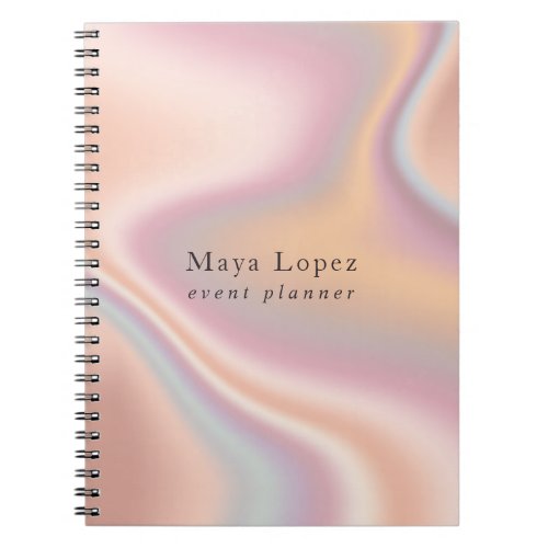 Elegant modern rose gold holographic event planner notebook