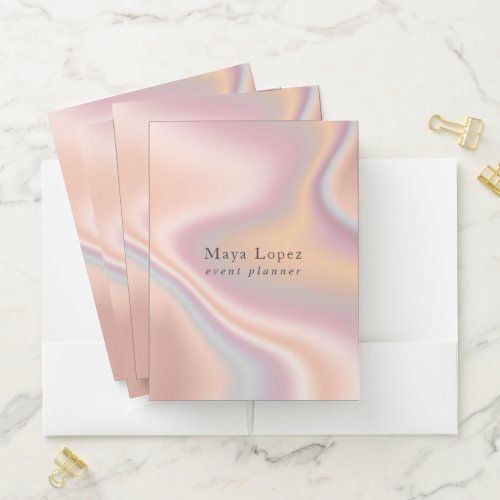 Elegant modern rose gold holographic event planner pocket folder