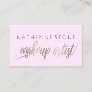 Elegant modern rose gold & lilac makeup artist business card