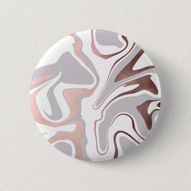 Elegant modern rose gold marble look button (Front)