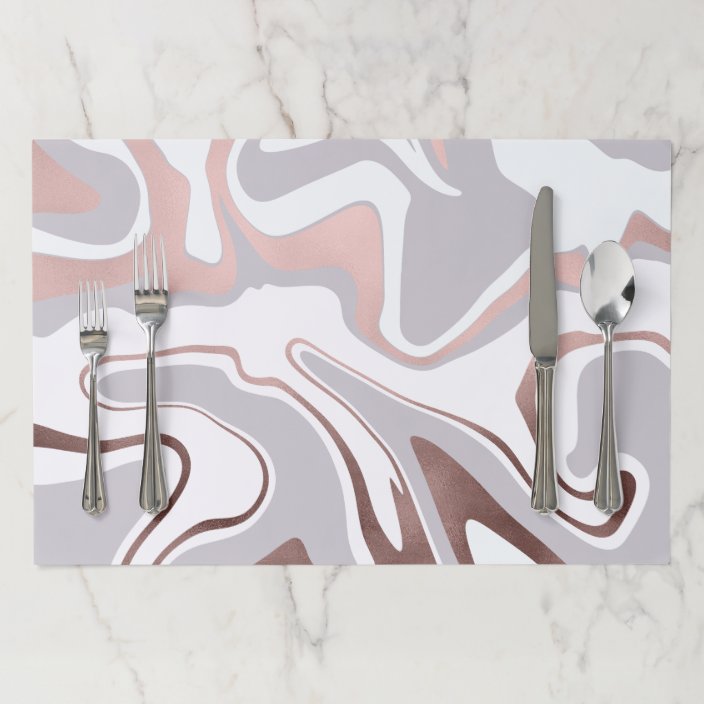 Elegant modern rose gold marble look paper placemat