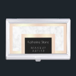 Elegant modern rose gold & marble makeup artist business card case<br><div class="desc">Stylish faux rose gold and marble texture. Add your name and profession.</div>