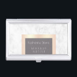 Elegant modern rose gold & marble makeup artist business card case<br><div class="desc">Stylish faux rose gold and marble texture. Add your name and profession.</div>