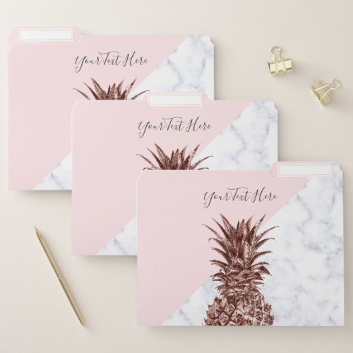 Elegant modern rose gold marble  pink pineapple file folder