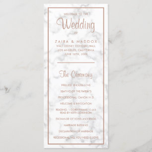 Elegant Modern Rose Gold Marble Wedding Program