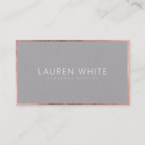 Elegant modern rose gold minimalist gray kraft business card