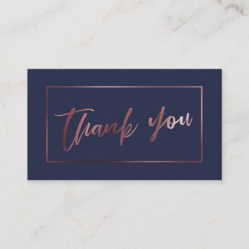 Elegant Modern Rose Gold on Navy Thank You Insert