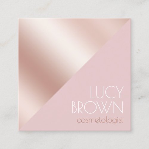 Elegant modern rose gold  pink cosmetologist square business card