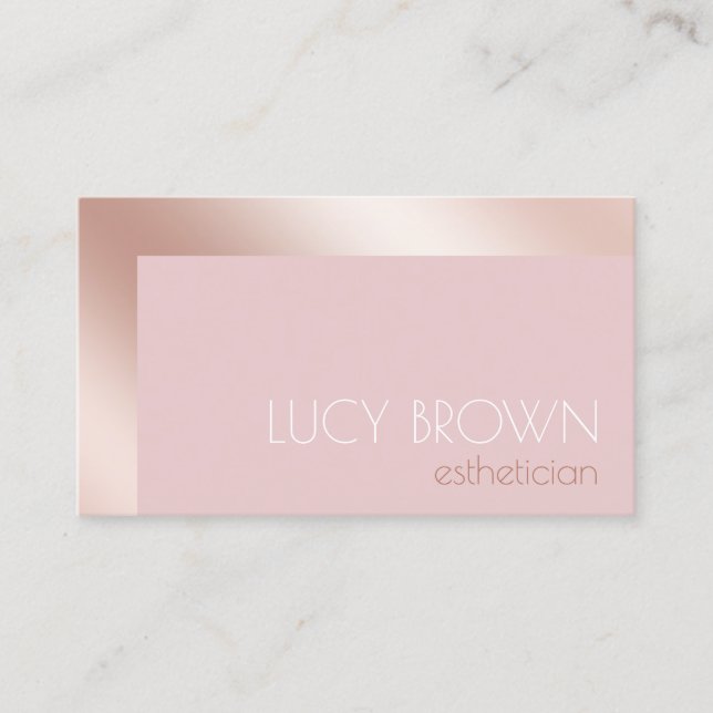 Elegant modern rose gold & pink esthetician business card (Front)