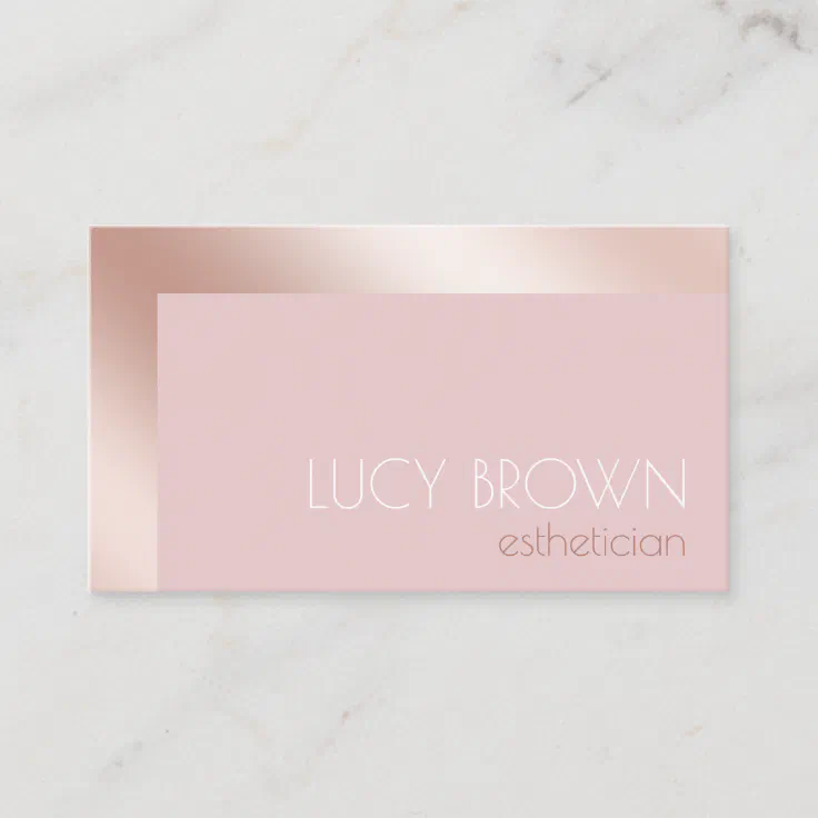 Elegant modern rose gold & pink esthetician business card | Zazzle