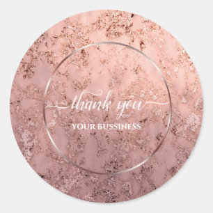 Elegant modern rose gold & pink marble   classic round sticker