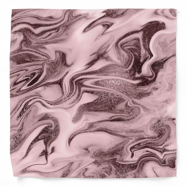 Elegant modern rose gold & pink marble look bandana (Front)