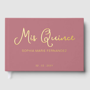 Elegant Modern Rose Gold Quinceañera Foil Guest Book