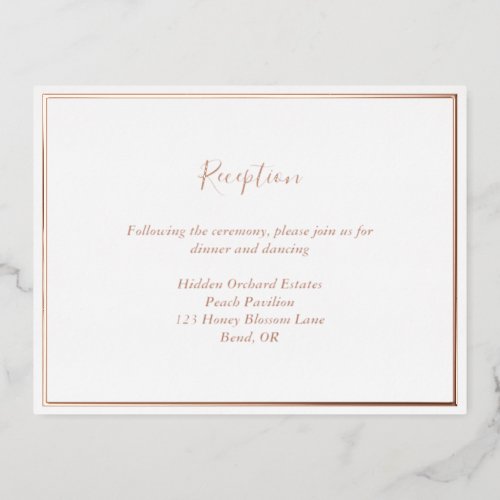 Elegant Modern Rose Gold Reception Enclosure Card