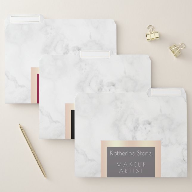 Elegant modern rose gold red black grey makeup file folder (Set)