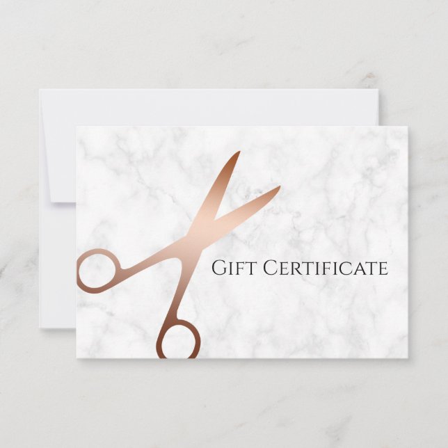 Elegant modern rose gold scissors hairstylist (Front)