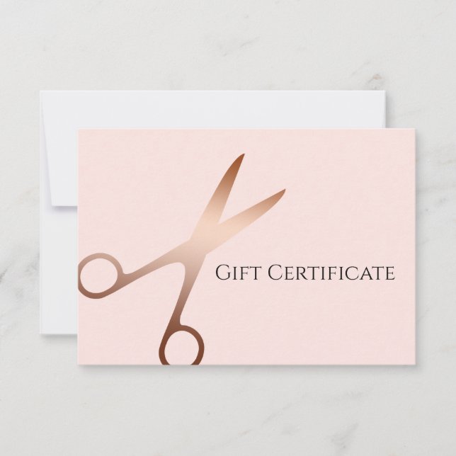 Elegant modern rose gold scissors hairstylist (Front)