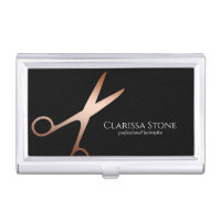 Elegant modern rose gold scissors hairstylist