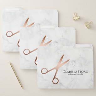 Elegant modern rose gold scissors hairstylist file folder