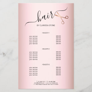 Elegant modern rose gold scissors hairstylist flyer
