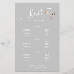 Elegant modern rose gold scissors hairstylist flyer